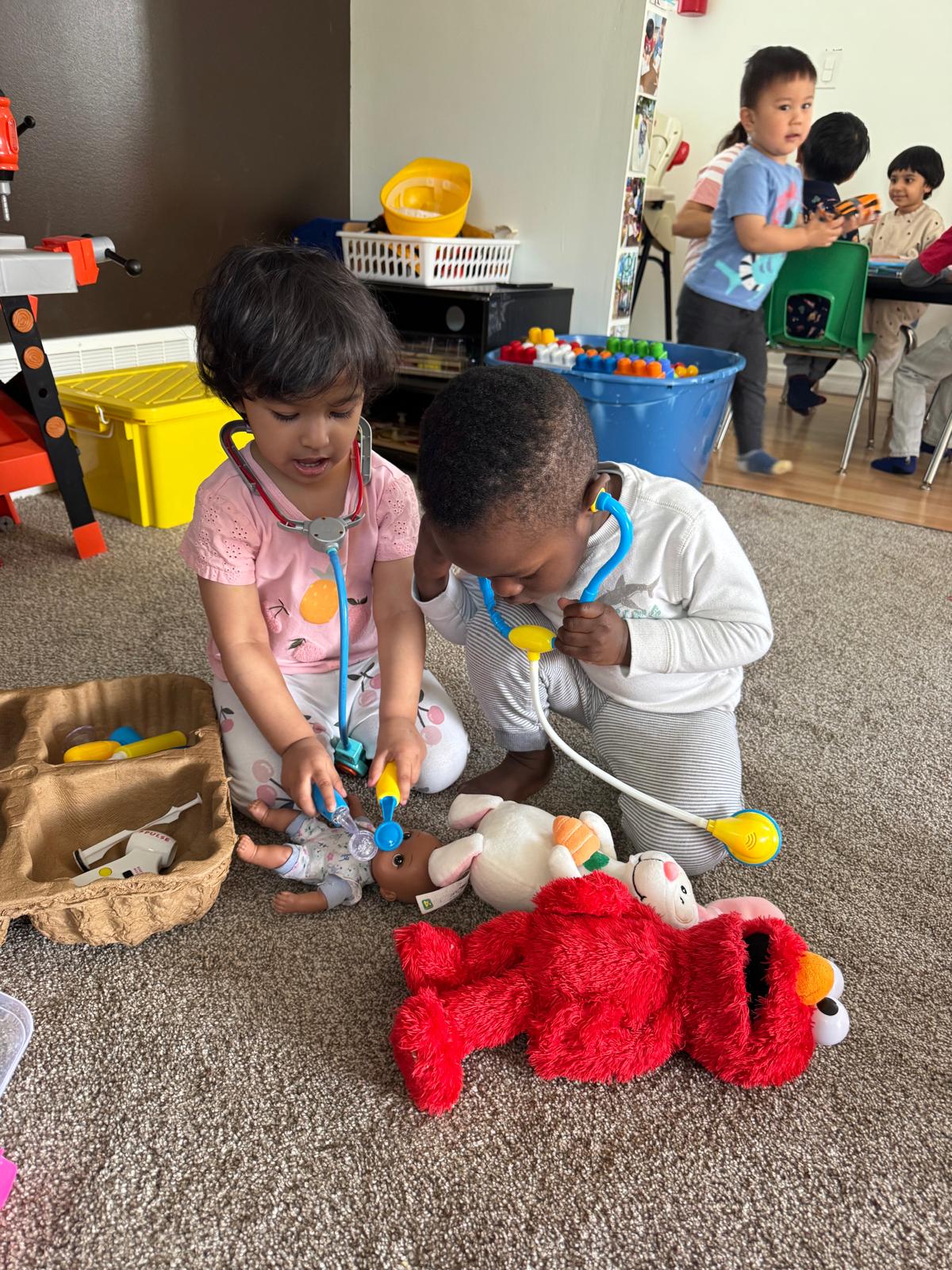 Children playing with educational toys
